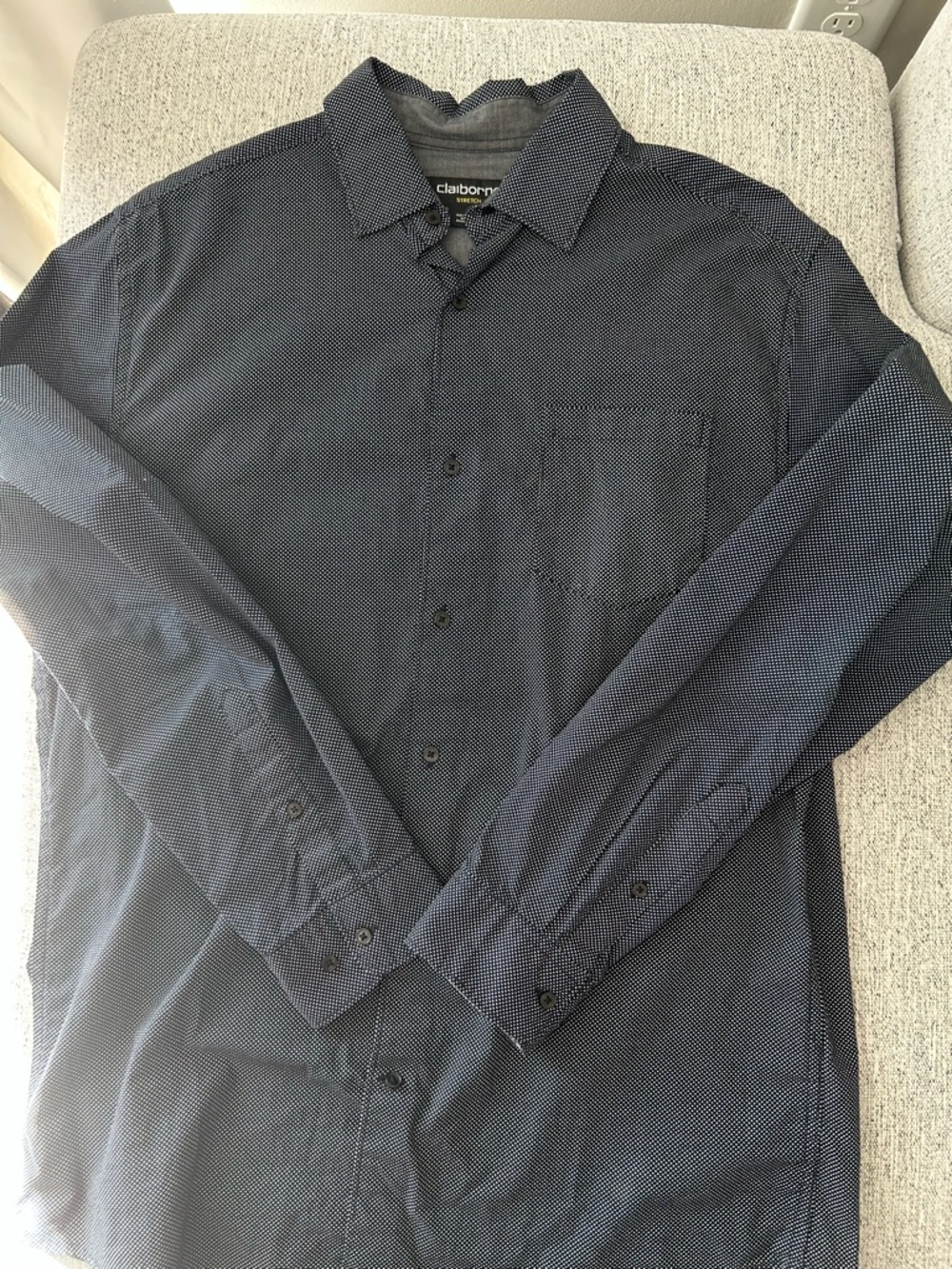 Claiborne Men's Dark Navy Microdot Button-Up Shirt